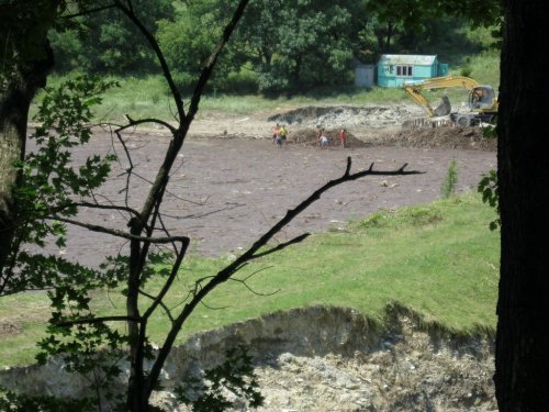 Рабочие расчищают водохранилище от принесенных деревьев