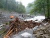 Вода в Шахе поднималась до самой опоры строящегося моста, неся с собой целые деревья