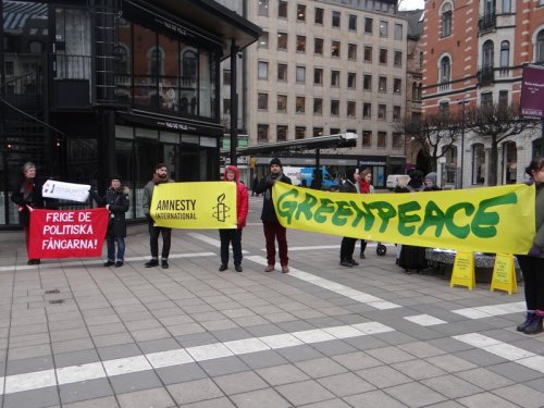 Участники митинга в Стокгольме в защиту российских политзаключенных потребовали освободить Евгения Витишко