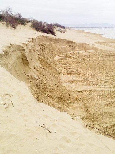 Вид сверху на разрытую дюну