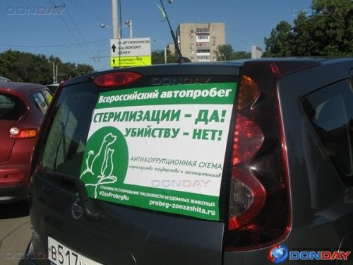 Наклейка на машине с лозунгами автопробега