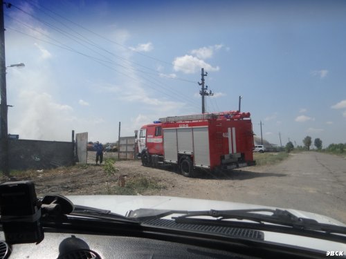 Приезд пожарных на место пожара