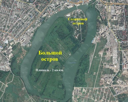 Схема расположения Большого острова (Краснодар)