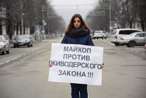 "Живая линия" в Майкопе за закон о защите животных 24 февраля 2018г.