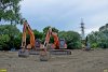 Стоянка техники со складом ГСМ рядом с руслом реки Абин