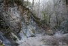 Толщи мергеля, переслоённые песчаником, в борту русла водотока в перспективной ООПТ "Лес над селом Бжид"