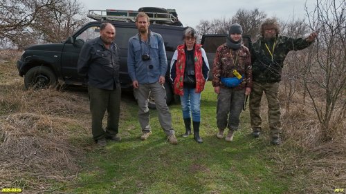 Д.б.н. С.А.Литвинская (в центре) и активисты ЭВСК на обследовании озеленённых территорий в МО Ейский район (16.03.2025)