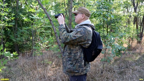 Волонтёр Д.Петраускас на обследовании перспективной ООПТ Южно-Каневская роща