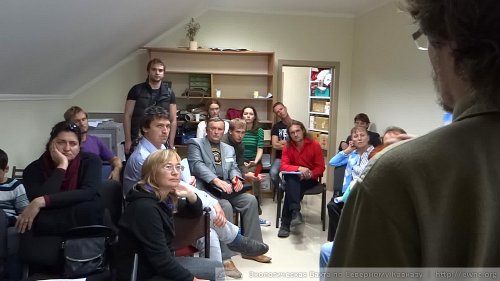 Андрей Рудомаха рассказывает участникам конференции о кампании в защиту Шапсуги